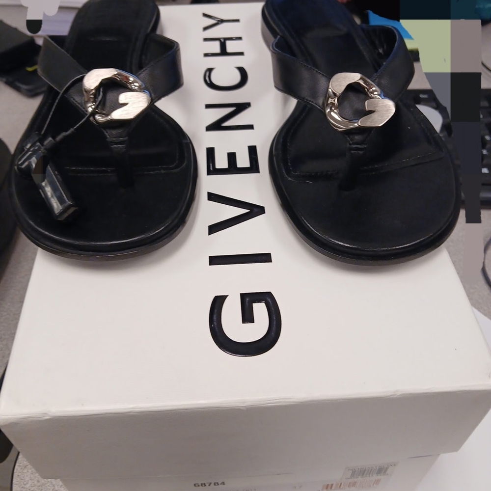 Givenchy Black Sandals with Silver Accent